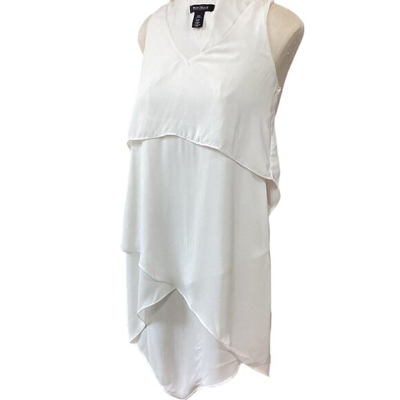 WHBM/White House Black Market Petal Back Tiered Tunic Sz XXS Crema White 254C - Picture 3 of 11